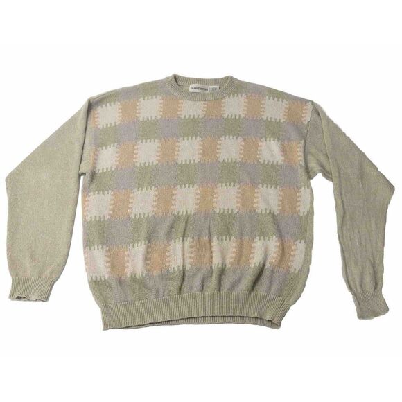 Vintage Barry Bricken Sweater Womens Large Puzzle Pieces Linen Silk‎ - Picture 1 of 5